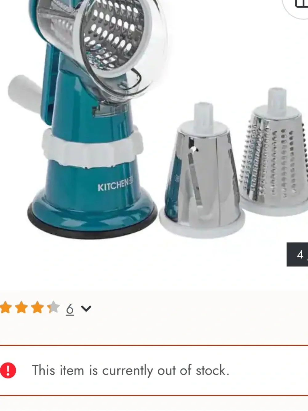 Kitchen HQ speed grater and slicker Teal Suction-Base New